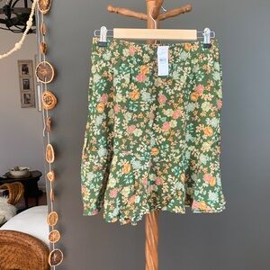 LOFT Green Floral Skirt